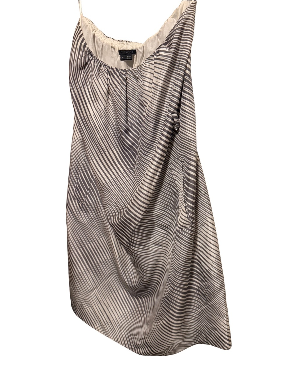 Theory 100% Silk Strapless Pavia Dress in Black and White